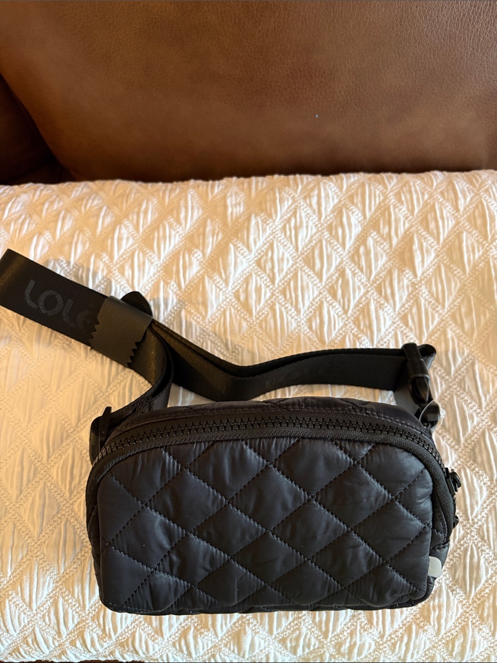 Lole Black Quilted Belt Bag with Adjustable Strap